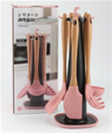 木柄硅胶厨具套装002